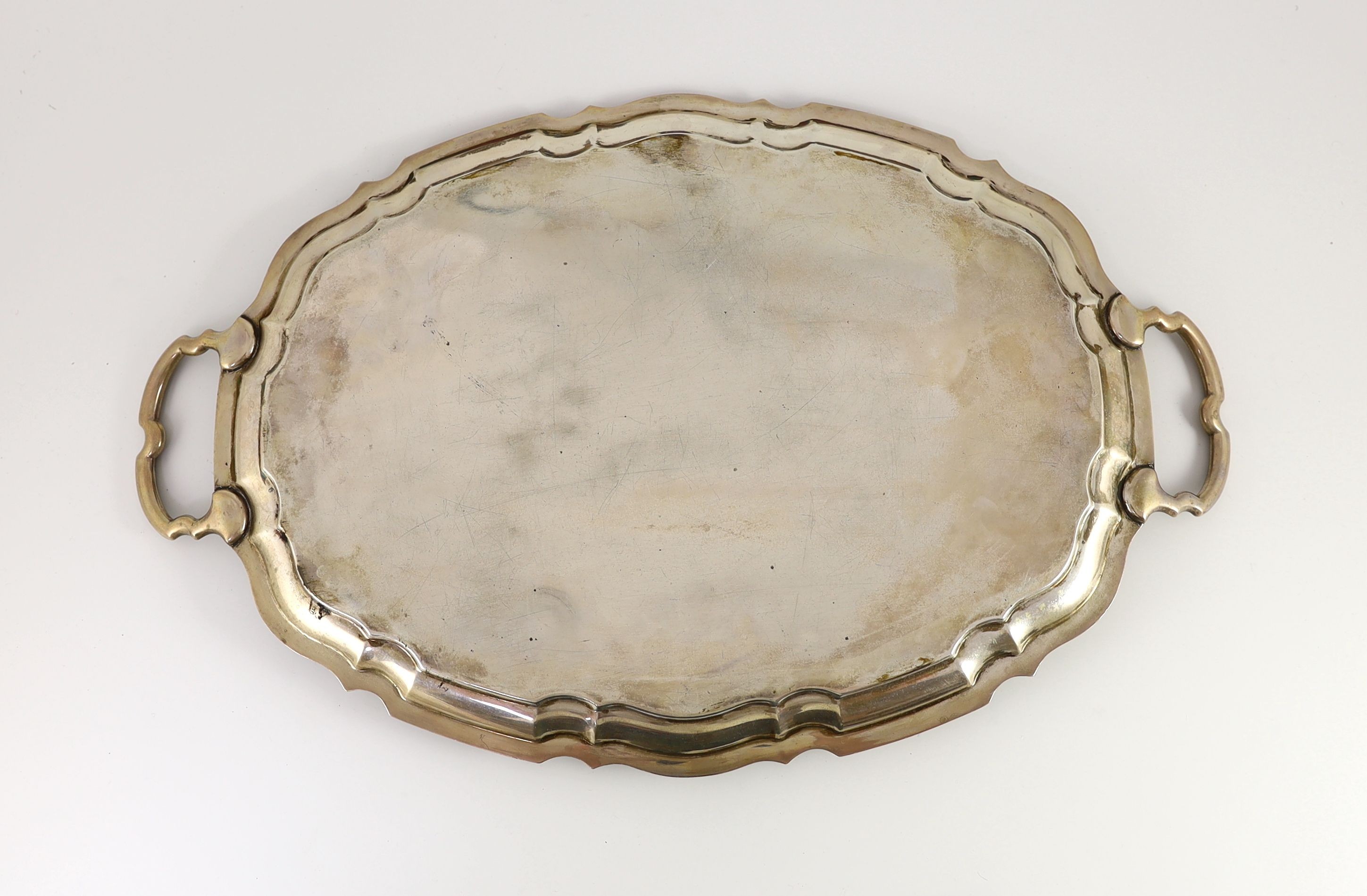 A 1930's silver two handled oval tea tray, by Viner's Ltd